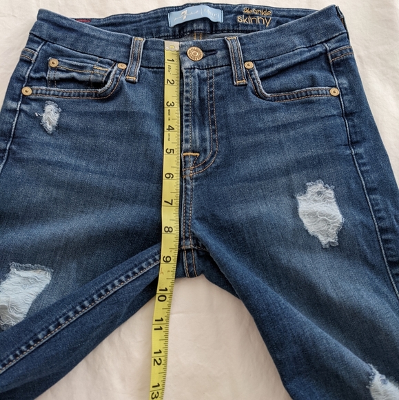 7 For All Mankind B(AIR) Ankle Skinny Distressed Jeans Size 24 - Picture 9 of 16